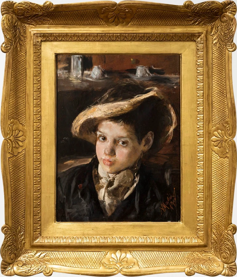 Antonio Mancini, The broken straw hat, 1875