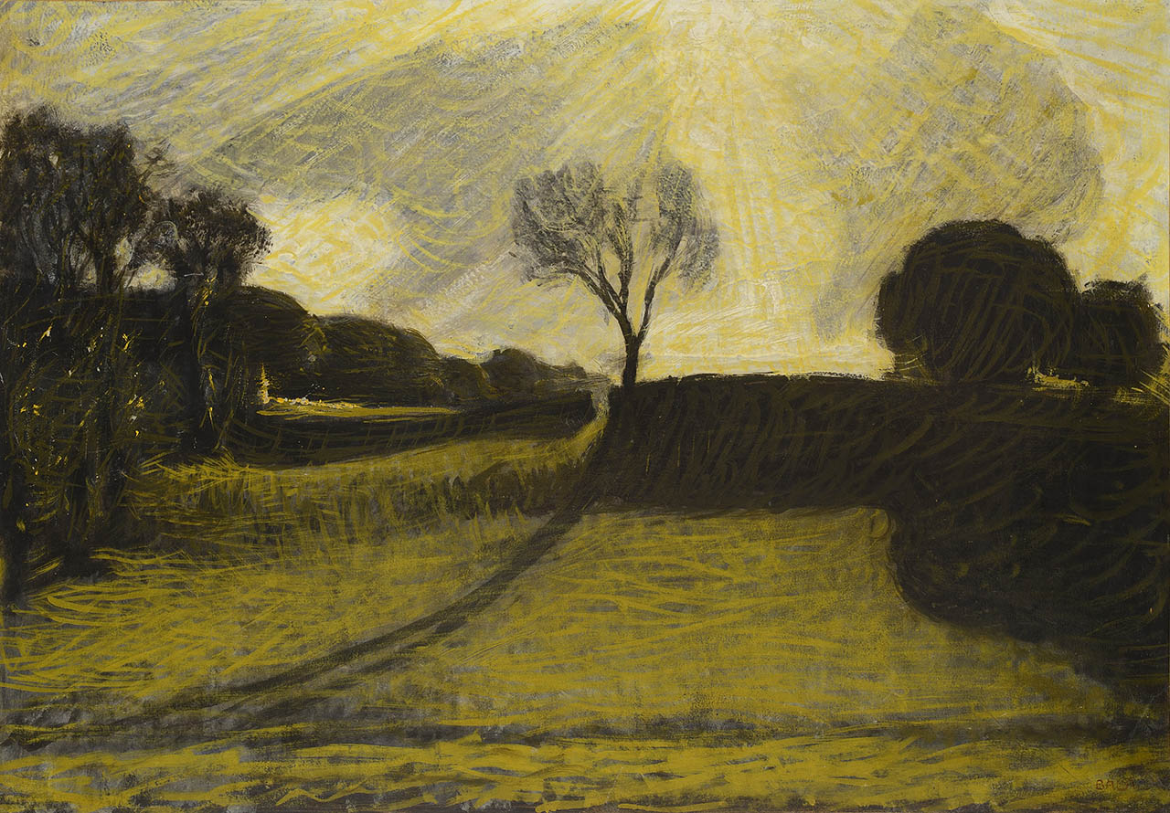 Giacomo Balla, Landscape of Villa Borghese, 1910, oil on canvas paper