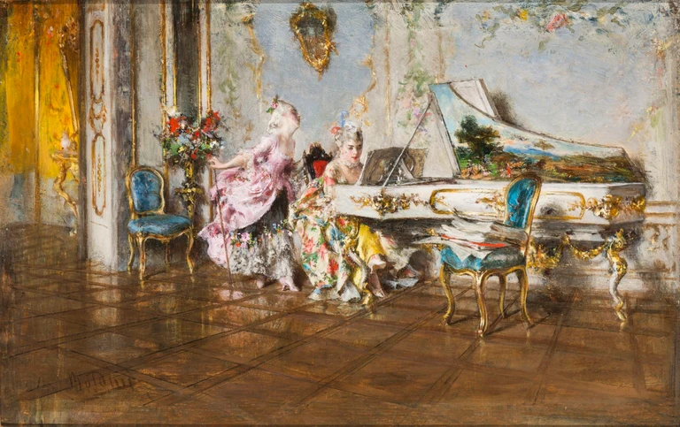 Giovanni Boldini, Old Song, [1871-1872], oil on board, 15 x 23 cm