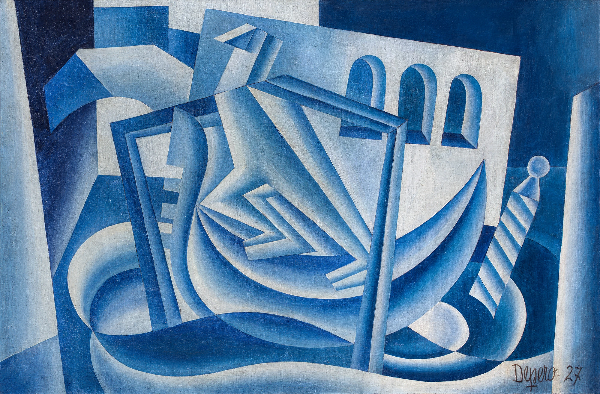 Fortunato Depero, Gondoliere (astrazione), 1927, olio su tela, 60x90 cm.